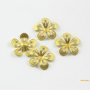 50Pcs Brass Flower Charm Flower Pendant 3D Flower Charm 16mm (PND1899)