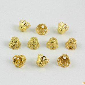 100Pcs Gold Bead Cap Bead Base Setting 6x6mm (HT88)