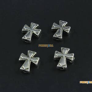 50Pcs Antique Silver Cross Bracelet Bead Cross Chain Bead Cross Bead 13x11mm (PND1495)
