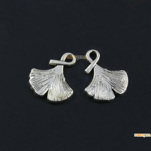 50Pcs Antique Silver Gingko Leaf Charm Gingko Leaf Pendant 14x12mm (PND1742)