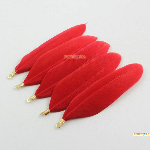 20 Pieces Red Feather Pendant Feather Charm 7cm (YM359)