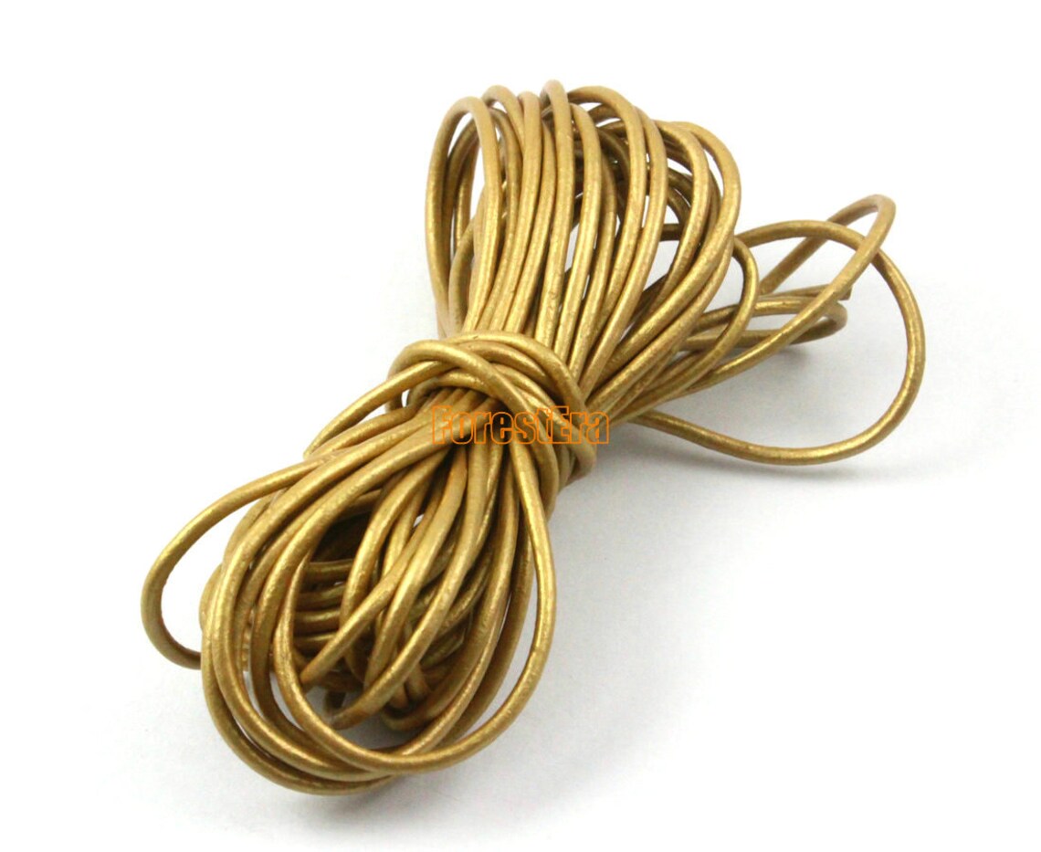 5 Yards 2mm Leather Cord Gold Leather Belt Round Leather Cord Etsy