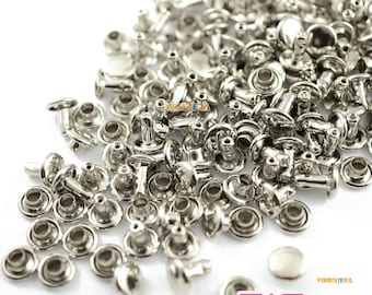 Size: 7*6mm Silver Double Cap Round Rapid Rivet Punk Rock Leathercraft Rivet 7*6mm [Cap Diameter*Shank length] (SR-RI07)