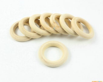 未完成の木製リング 天然木製リング 木製ビーズ 35 mm 30個 (MQ05)