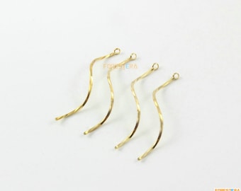 6Pcs Gold Earring Connector Charm Earring Pendant S Shape Charm 44mm (PND1931)