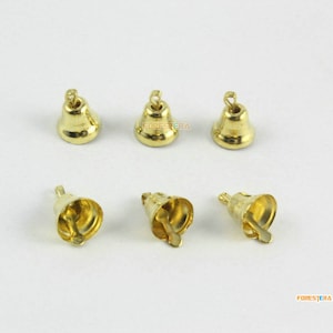 100Pcs 6x8mm Gold Bells Christmas Bells Pet Bells Trumpet Bell (Bell42)