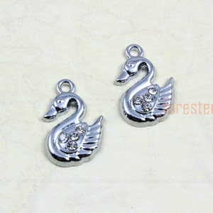 10Pcs Antique Silver swan Charm swan Pendant 15x12mm  (PND863)
