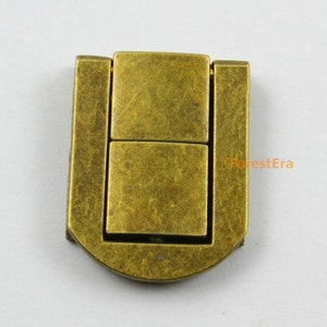1Pcs Antique Brass Jewelry Box Hasp Latch Lock 25x30mm with Screws (HASP041)
