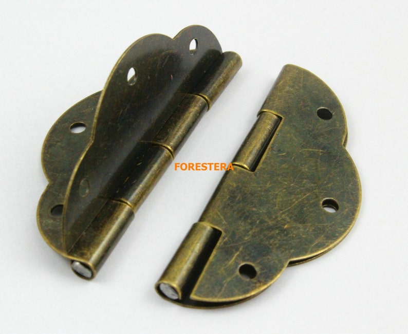 10Pcs Antique Brass Flower Hinge Box Hinge 56x42mm HINGE20 image 4