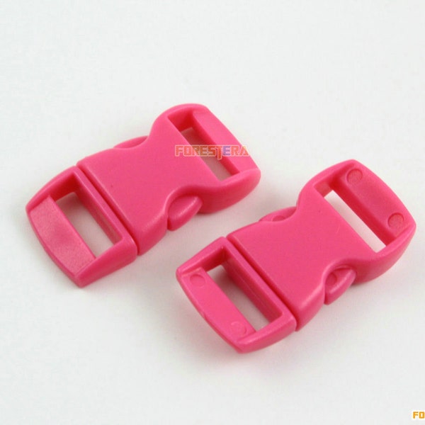 100 Pieces 10mm Hot Pink Plastic Side Quick Release Buckle Clip for Backpack Bag (RBCNO7)