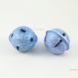 4Pcs 40mm Frosted Sky Blue Bells Jingle Bells Christmas Bells Pet Bells (Bell84)