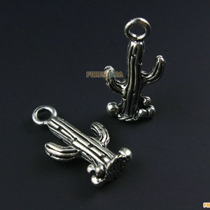 50Pcs Antique Silver Cactus Charm Cactus Pendant 13x24mm (PND947-12953)