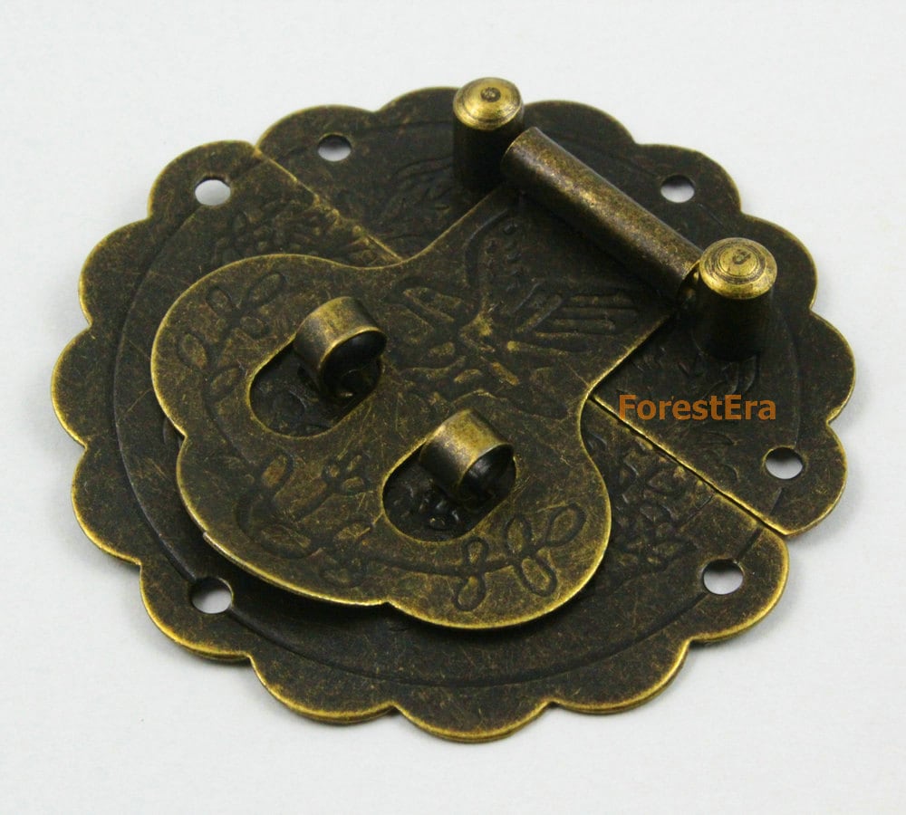 High Quality Classic blessing Golden Rustic Jewelry Box Staple Hasp Catch  /jewelry Box Latch Buckle/small Box Hardware 56mm X 44mm LC0188 