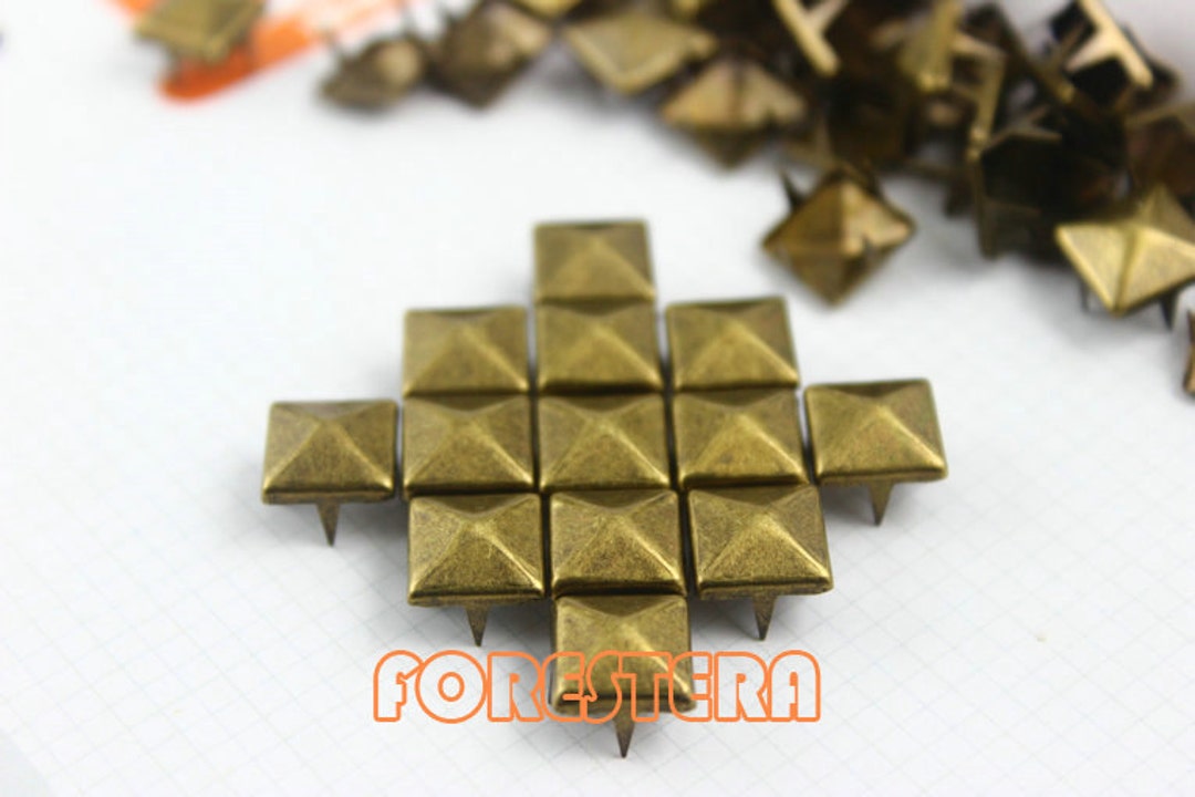 9mm Antique Brass Pyramid Stud Punk Rock Leathercraft Stud Etsy