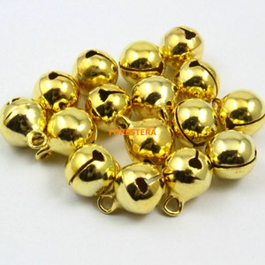 50Pcs 10mm Gold Bell Jingle Bell Charm Bead (JSLD10)