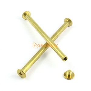 10Pcs 9x80mm Brass Plated Chicago Screw Stud Rivet Belt Strap Fastener (BCHI80)