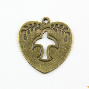 20 unids antiguo latón corazón encanto paloma colgante de la paz pájaro colgante 24 mm (PND1222)
