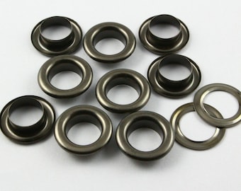 100Pcs 17mm Gunmetal Round Grommet Eyelet   - 17mm x 10mm x 5mm OD * ID * Height -  (GRG17)