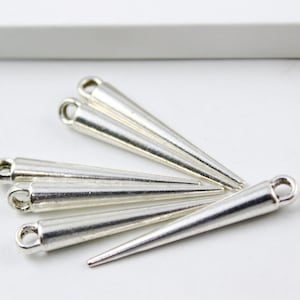 30Pcs Antique silver Spike Charm Spike Pendant 34x5mm (PND354)