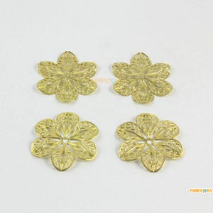 20Pcs Brass Flower Charm Flower Hanger Flower Chip Charm 35mm (PND1599)