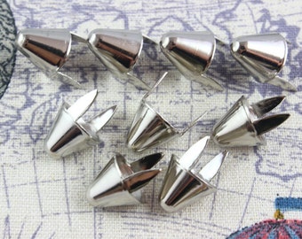 50Pcs 12.5mm Silver CONE Studs Metal Studs (SLC12)
