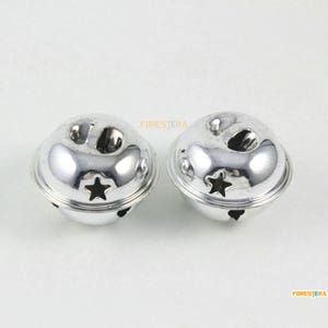 10Pcs 32mm Silver Bells Jingle Bells Christmas Bells Pet Bells (Bell62)