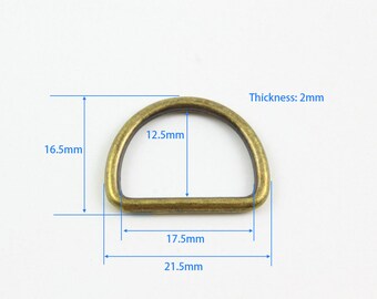 20 Pieces 17.5mm Antique Brass Color Welded Metal D Ring For Purse Bag Handbag (B-G8149)