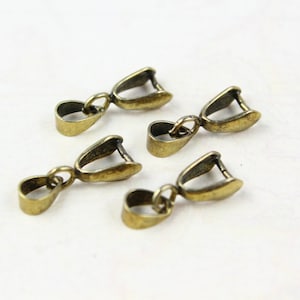 10Pcs Antique Brass Pendant Bails Charm Connector Holder Necklace Clasp Connector 16x8mm (PND199)