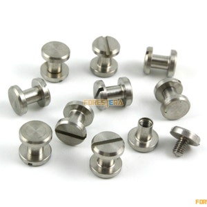 20 Set 8x5mm 304 In acciaio inox Rivet Chicago Screw per Pelle Craft Flat Head (SSF8X5)