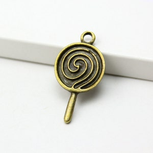 30Pcs Antique Brass lollipop Charms lollipop Pendants 23x14mm (PND269)