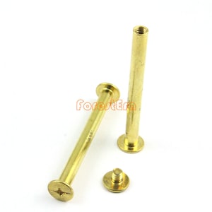 20Pcs 9x50mm Brass Plated Chicago Screw Stud Rivet Belt Strap Fastener (BCHI50)