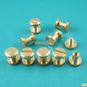 8/5mm Solid Brass Rivet Chicago Screw per Portafoglio cintura artigianale in pelle / testa piatta (FB8X5)