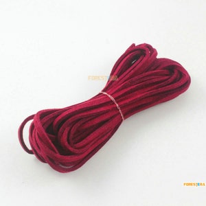 5 Yards 3mm Flat Faux Suede Leather Cord Bracelet Cord Necklace Cord Wine Red Cord (LPS08)