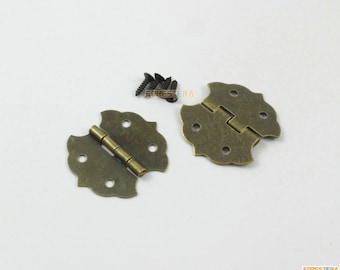 10Pcs Antique Brass Hinge Box Hinge Wine Box Hinge Small Hinge 29x31mm (HINGE30)
