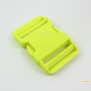 2 Pieces 50mm Yellow Green Plastic Side Quick Release Buckle Clip for Backpack Bag (SLCK50-10)