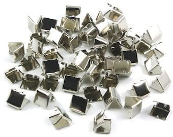 300 Pezzi 8x8mm Argento Nastro Piatto Clamp Fine Crimp [5/16 pollici] (S-EC8)