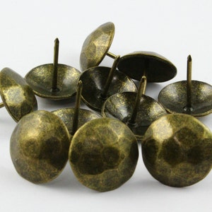 10Pcs 25mm (1&quot;) Antique Brass Upholstery Tacks Nails (TN006)