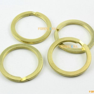 10 Pieces 34mm Solid Brass Split Key Ring - Flat (BKRING4)