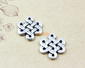50Pcs Antique Silver Chinese knot Charm Chinese knot Pendent Connector 17x14mm (PND893)