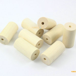 10Pcs Unfinished Wood Cylinder Bead Natural Wooden Bead Cylinder Charm Cylinder Pendant 20x40mm (MP34)