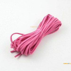 5 Yards 3mm Flat Faux Suede Leather Cord Bracelet Cord Necklace Cord Pink Cord (LPS010)