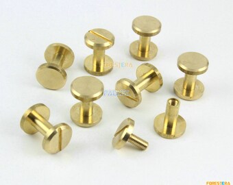 May include: A collection of ten brass screw-in standoffs, also known as stand-offs, with a slotted head. The standoffs are used to elevate and secure components in electronics and other applications.