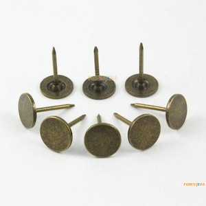 50Pcs Antique Brass Flat Head Upholstery Tacks Nails 11x17mm (TN92)