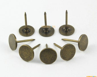 50Pcs Antique Brass Flat Head Upholstery Tacks Nails 11x17mm (TN92)