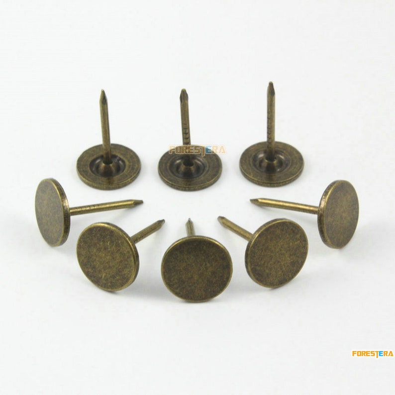 50pcs Antique Brass Flat Head Upholstery Tacks Nails 11x17mm Etsy