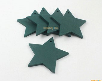 10Pcs Green Wood Star Charm Wood Star Pendant Wooden Star Charm 70mm (MP72)