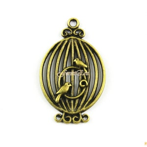 20Pcs Antique Brass bird cage Charm bird house Pendant 34x21mm (PND1027)