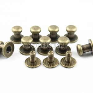 20Pcs 8mm Antique Brass Round Screw Back Spike Studs For Leather Craft (BHK868)