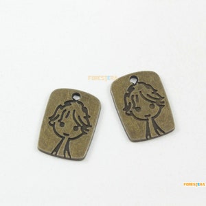 30Pcs Antique Brass Boy Tag Charm Child Tag Pendant 17x13mm (PND1829)