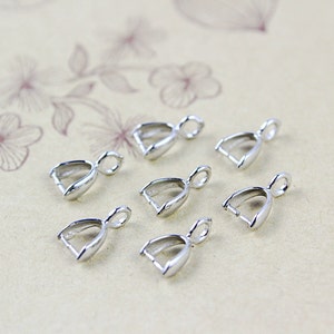10Pcs Silver Pendant Bails Charm Connector Holder Necklace Clasp Connector 4mm (PND220)